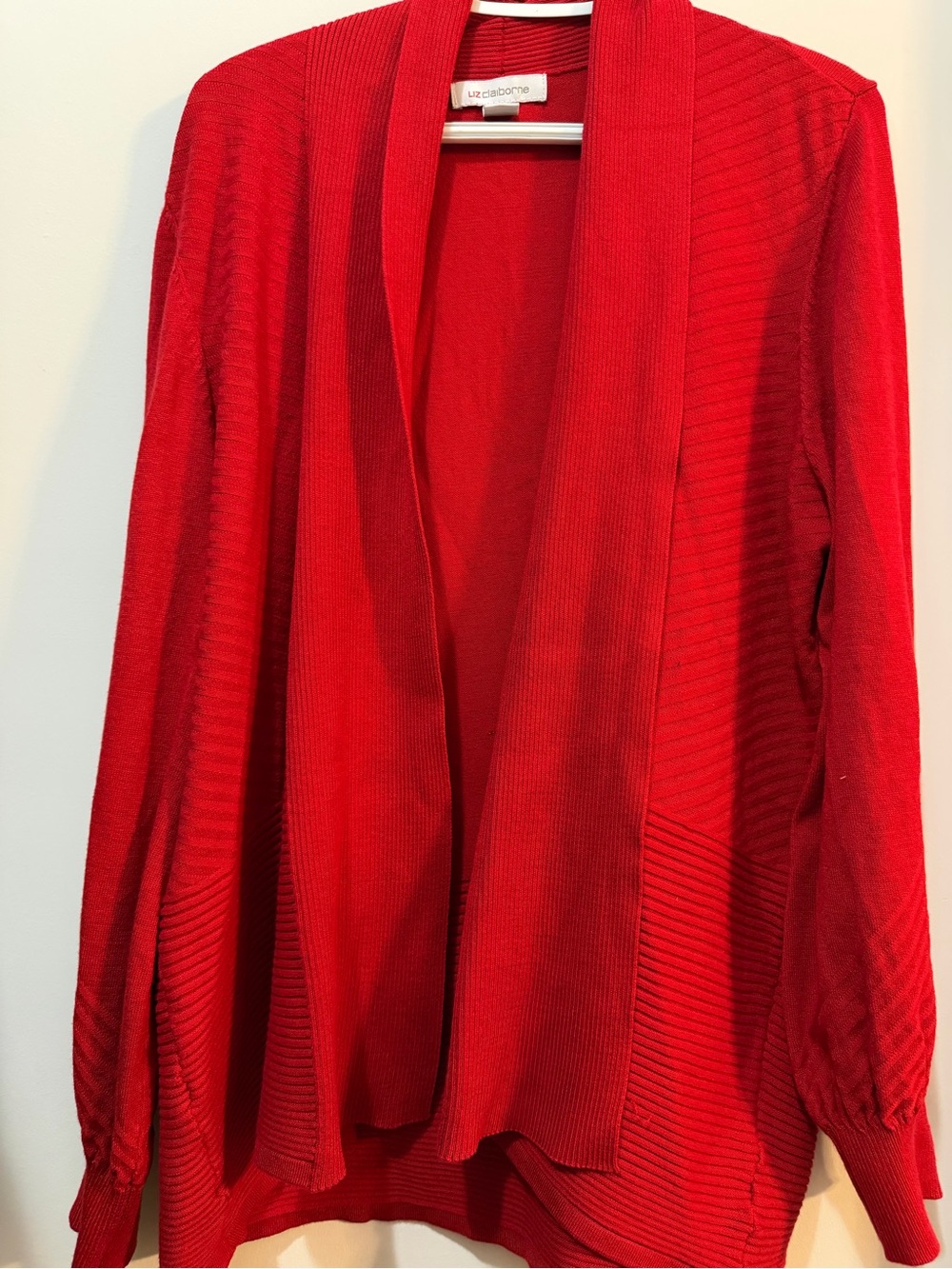 Liz Claiborne Red Open-Front Cardigan
